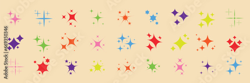 Set of stars on background. Sparkle star icons. Different multicolored sparkles icons. Collection of star sparkles symbol. Stars sparkles. Vector