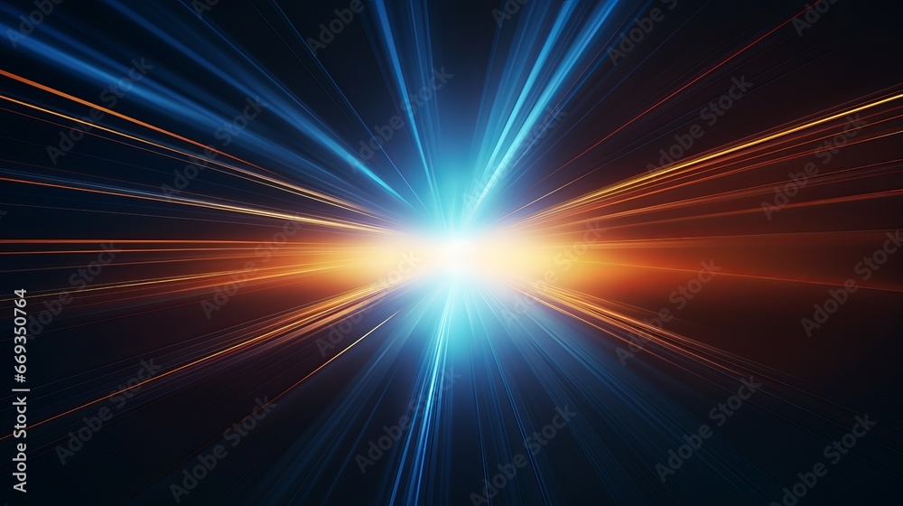 dynamic light and stripes on dark background - leading in business, Hi-tech products, warp speed wormhole science vector design - obrazy, fototapety, plakaty 