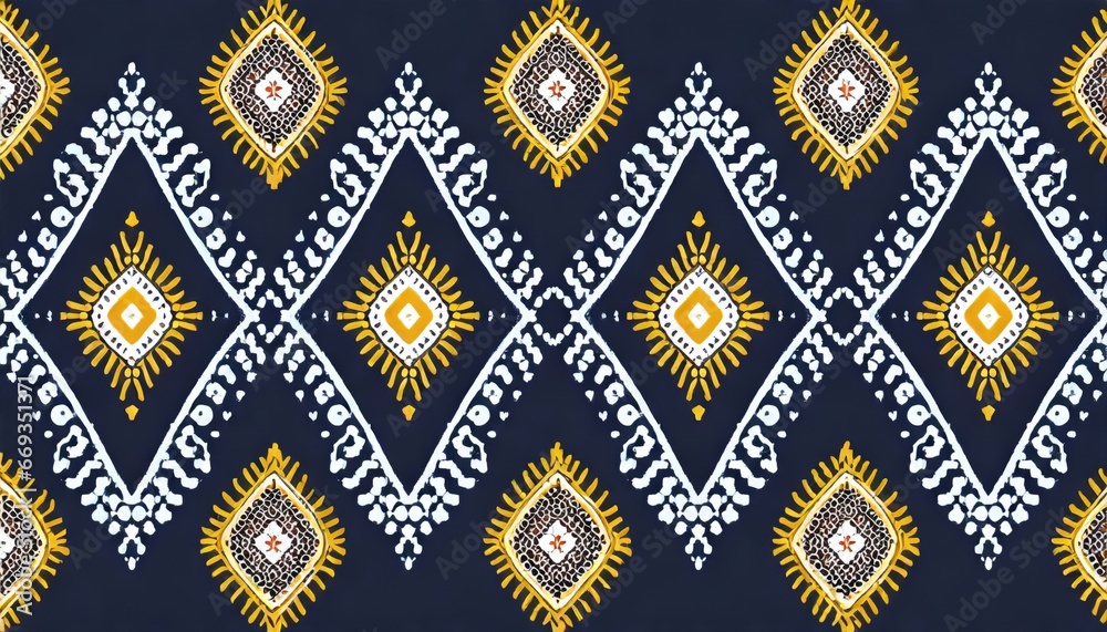 Ikat geometric folklore ornament. Tribal ethnic texture. Seamless striped pattern in Aztec style Ikat geometric folklore ornament. Tribal ethnic texture. Seamless striped pattern in Aztec style