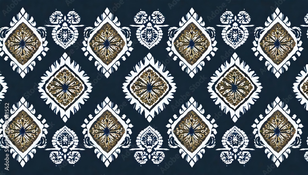 Ikat geometric folklore ornament. Tribal ethnic texture. Seamless striped pattern in Aztec style Ikat geometric folklore ornament. Tribal ethnic texture. Seamless striped pattern in Aztec style