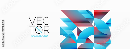 Abstract masterpiece formed by delicate interplay of circles, squares, and triangles. Geometric elements converge in harmonious chaos, evoking sense of modern creativity. Symphony of shapes