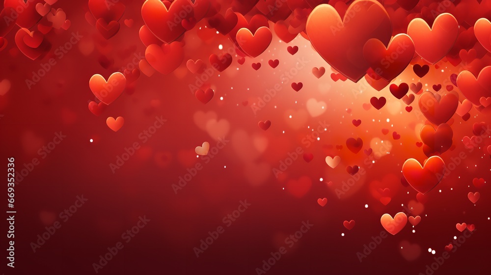 A floating red heart background for Valentine's Day. Generative Ai. A floating red heart background for Valentine's Day. Generative Ai.