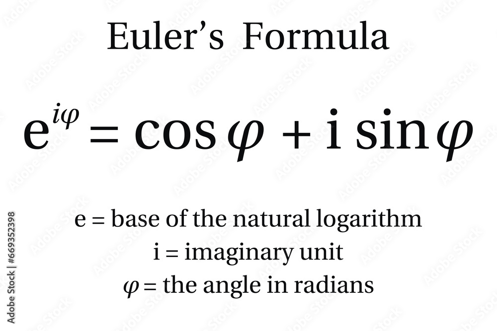 Euler's Formula on the white background. Education. Science. Vector ...