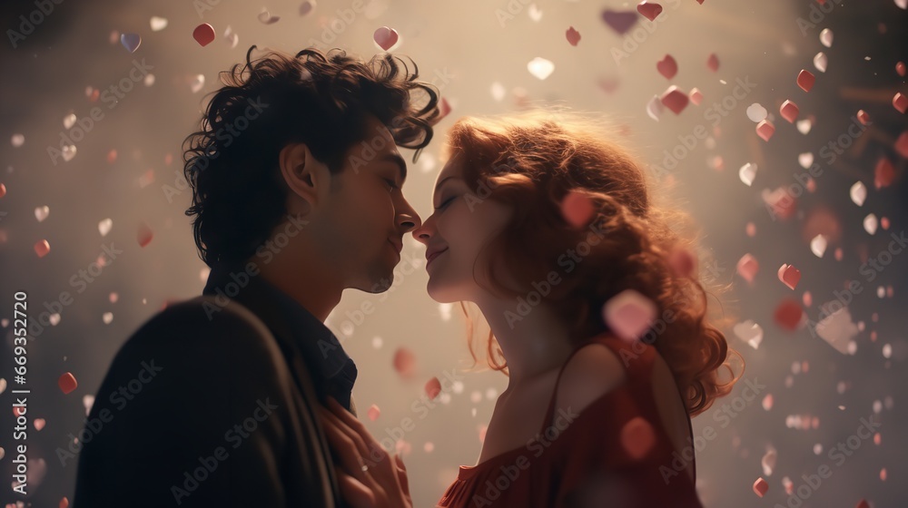 A loving couple with a Valentine's Day. Generative Ai. A loving couple with a Valentine's Day. Generative Ai.