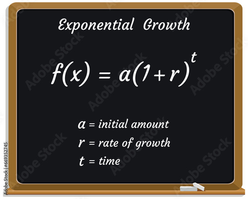 Exponential Growth on a black chalkboard. School. Vector illustration.