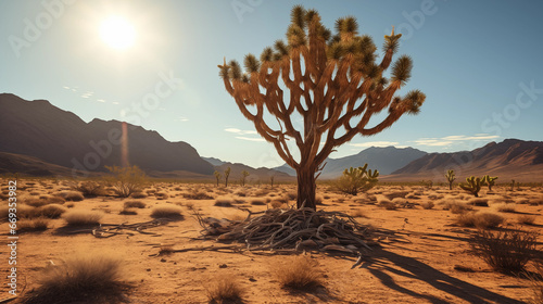 Landscape with cacti in a barren desert