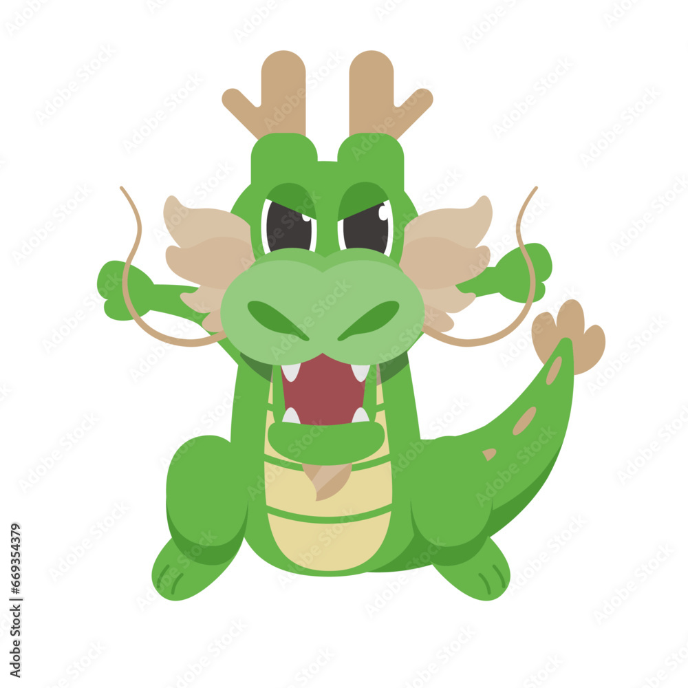 かわいいドラゴンのキャラクターのイラスト_ 威嚇