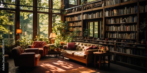 A library that is designed to be both cozy and inviting. AI Generative
