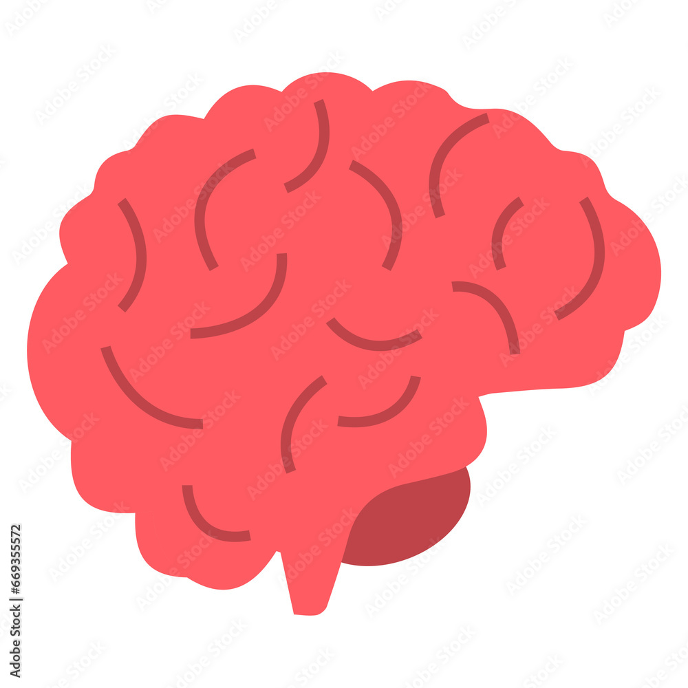 Vector illustration of brain icon sign and symbol. colored icons for website design .Simple design on transparent background (PNG).