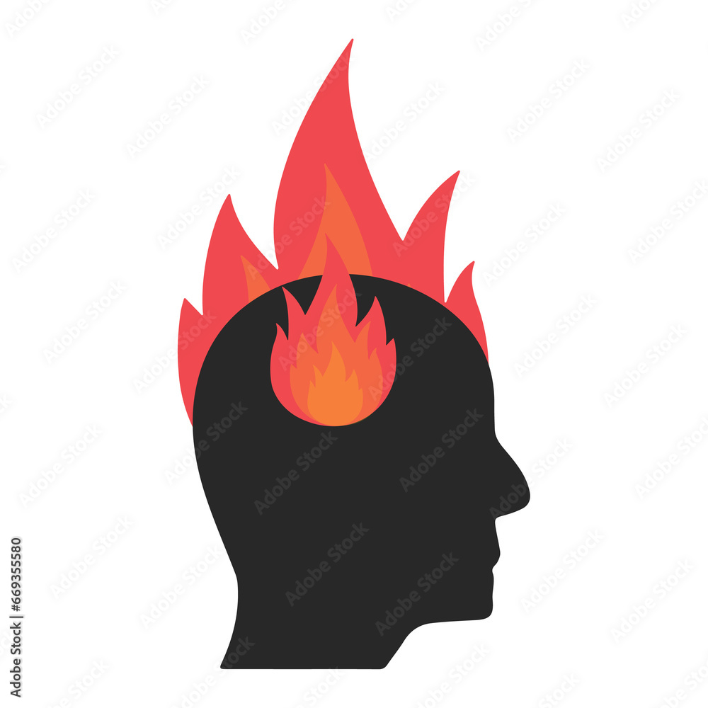 Vector illustration of burning hot head icon sign and symbol. colored ...