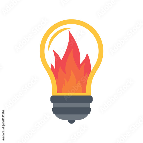 Vector illustration of burning lamp icon sign and symbol. colored icons for website design .Simple design on transparent background (PNG).