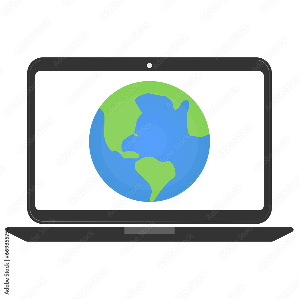 Vector illustration of global laptop icon sign and symbol. colored icons for website design .Simple design on transparent background (PNG).