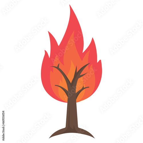 Vector illustration of burning tree icon sign and symbol. colored icons for website design .Simple design on transparent background (PNG).
