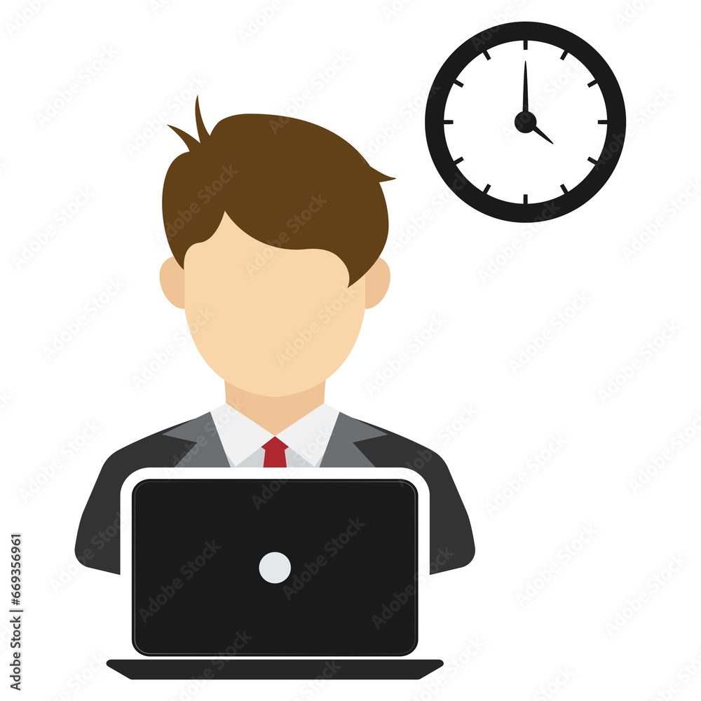 Vector illustration of employee working time icon sign and symbol. colored icons for website design .Simple design on transparent background (PNG). Vector illustration of employee working time icon sign and symbol. colored icons for website design .Simple design on transparent background (PNG).