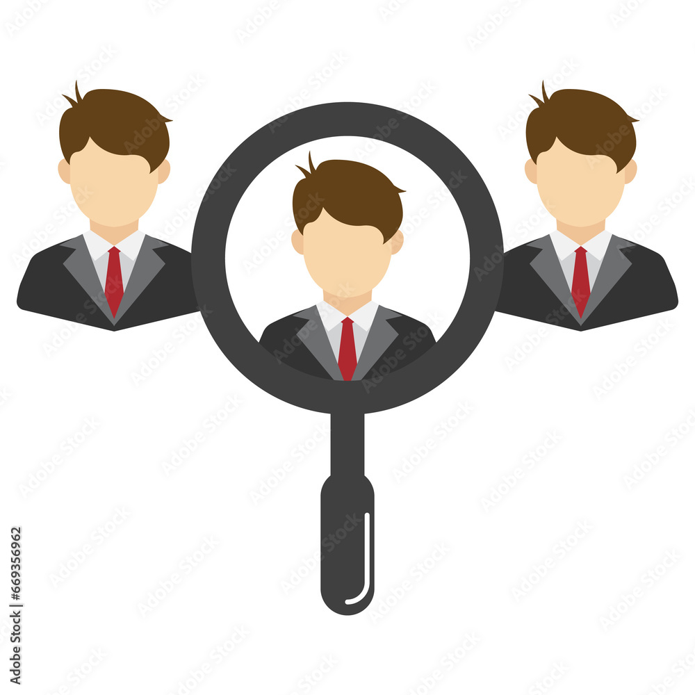 Vector illustration of employee search icon sign and symbol. colored icons for website design .Simple design on transparent background (PNG).