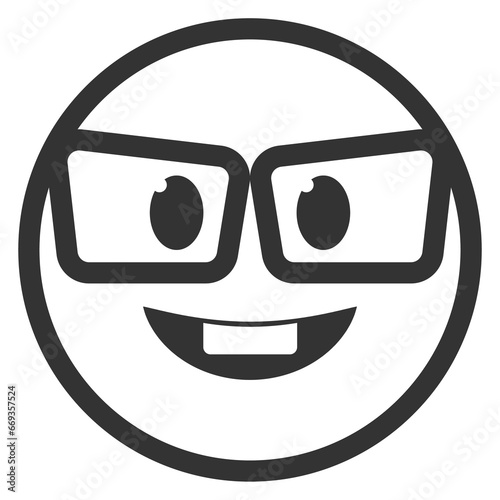 Vector illustration of wearing glasses emoticons. icon in dark color for website design .Simple design on transparent background (PNG).