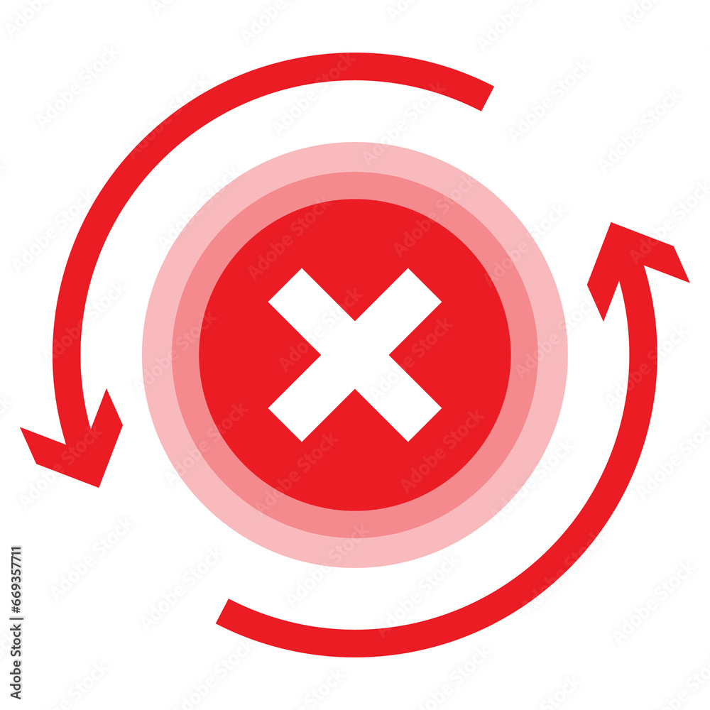 Vector illustration of change rejected icon sign and symbol. colored icons for website design .Simple design on Transparent background (PNG). Vector illustration of change rejected icon sign and symbol. colored icons for website design .Simple design on Transparent background (PNG).
