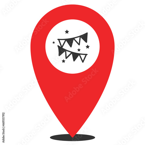Free Download Vector illustration of Parties location. Simple icon in red color on White background. - GFXLoad