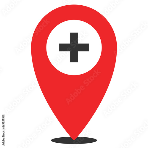 Free Download Vector illustration of Medical location. Simple icon in red color on White background. - GFXLoad