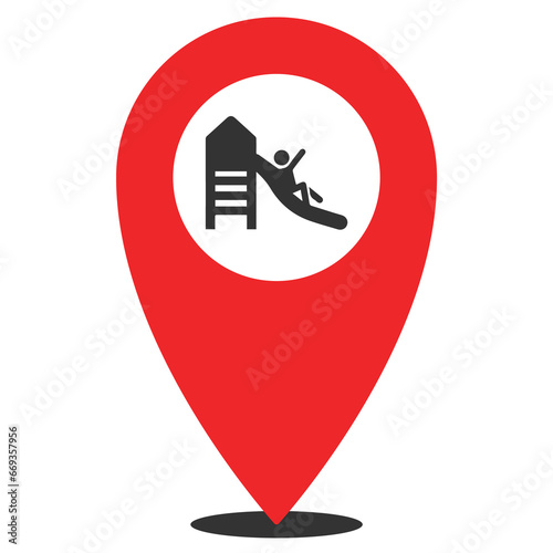 Free Download Vector illustration of Playground location. Simple icon in red color on White background. - GFXLoad