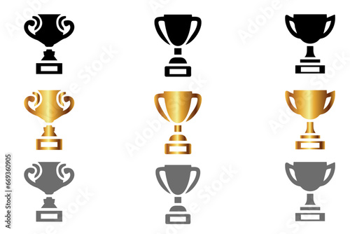 Trophy cup in flat style set. Trophy cup, award icon collection. vector illustration. Set of winning vector set. Trendy flat style