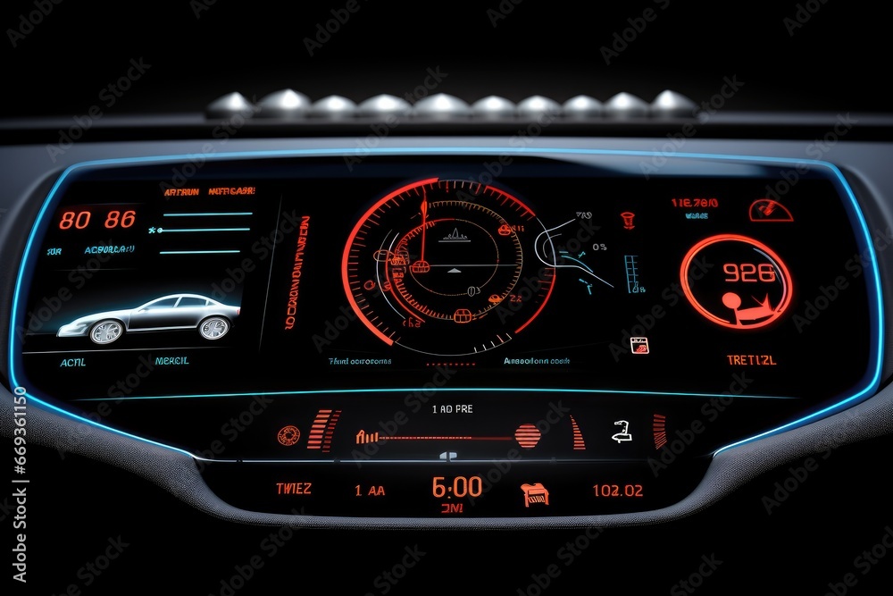 Technology on a new car dashboard. Generative AI