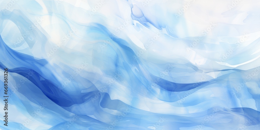Obraz premium dreamlike blue abstract wavy watercolor waves background wallpaper wave background, in the style of colorful graphic art