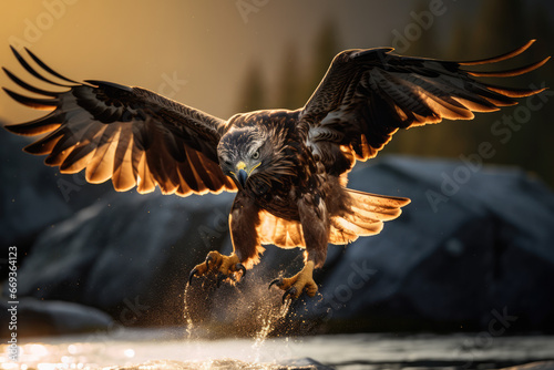 hawk hunting fish photo
