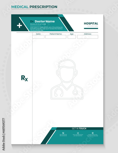 Medical Doctor Prescription Template. Healthcare medical prescriptions letterhead design. doctors' letterhead and hospital medical prescription Design 
