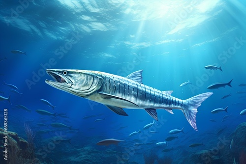 barracuda fish in natural forest environment. Wildlife photography