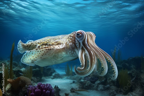 cuttlefish in ocean natural environment. Ocean nature photography