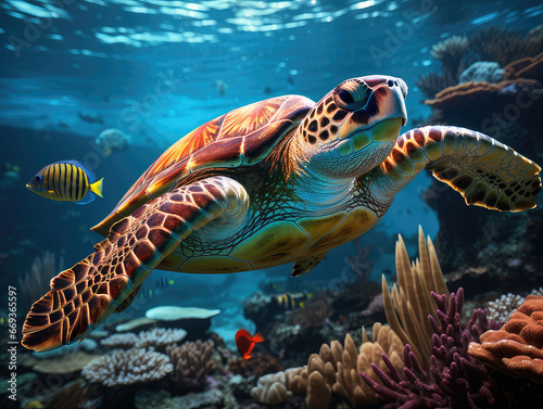 sea turtle under the sea © somruethai