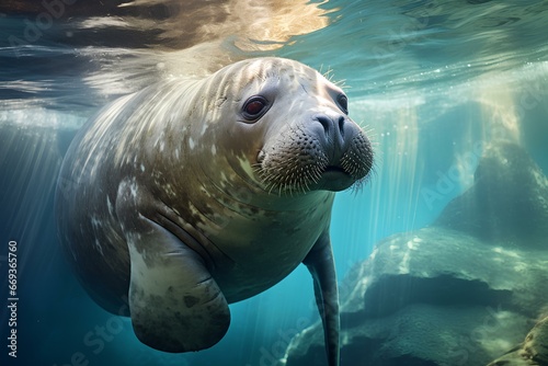 elephant seal in ocean natural environment. Ocean nature photography