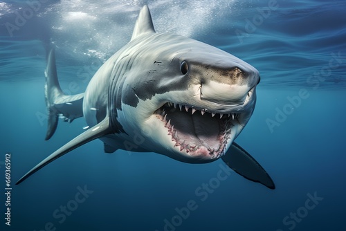 great white shark in ocean natural environment. Ocean nature photography