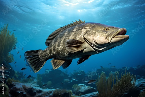 grouper in ocean natural environment. Ocean nature photography