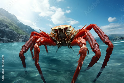 Japanese spider crab in ocean natural environment. Ocean nature photography