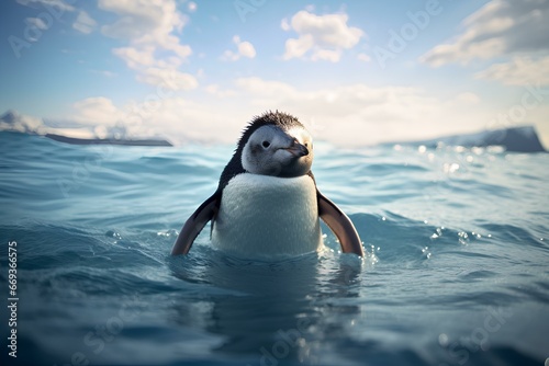 penguin in ocean natural environment. Ocean nature photography