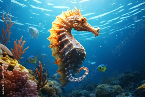 sea horse in ocean natural environment. Ocean nature photography