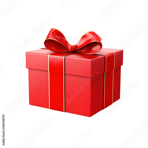 Gift in a red package on a transparent background.