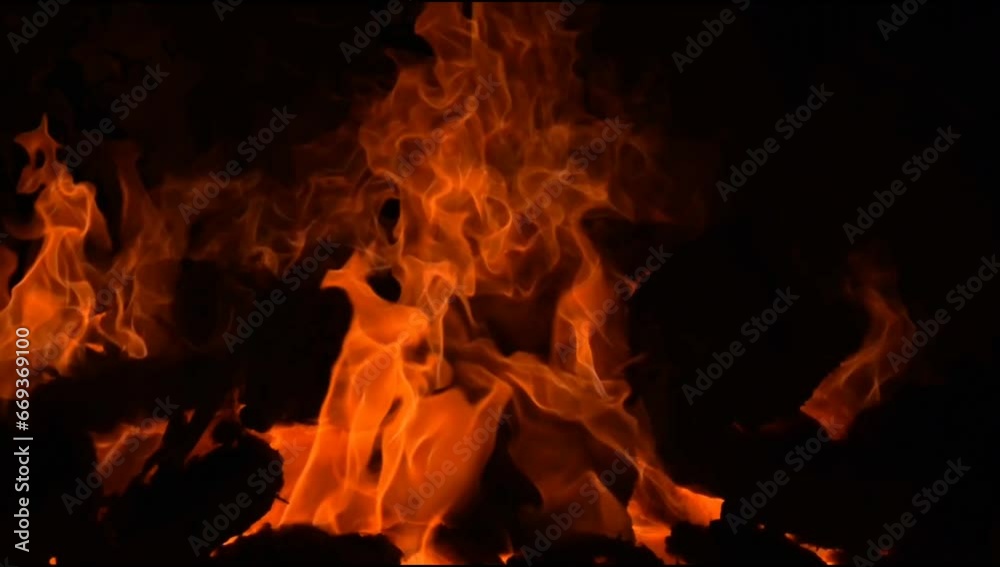 Fire flames on black background, Blaze fire flame texture background, Beautifully, the fire is burning, Fire flames with wood and cow dung bonfire Fire flames on black background, Blaze fire flame texture background, Beautifully, the fire is burning, Fire flames with wood and cow dung bonfire
