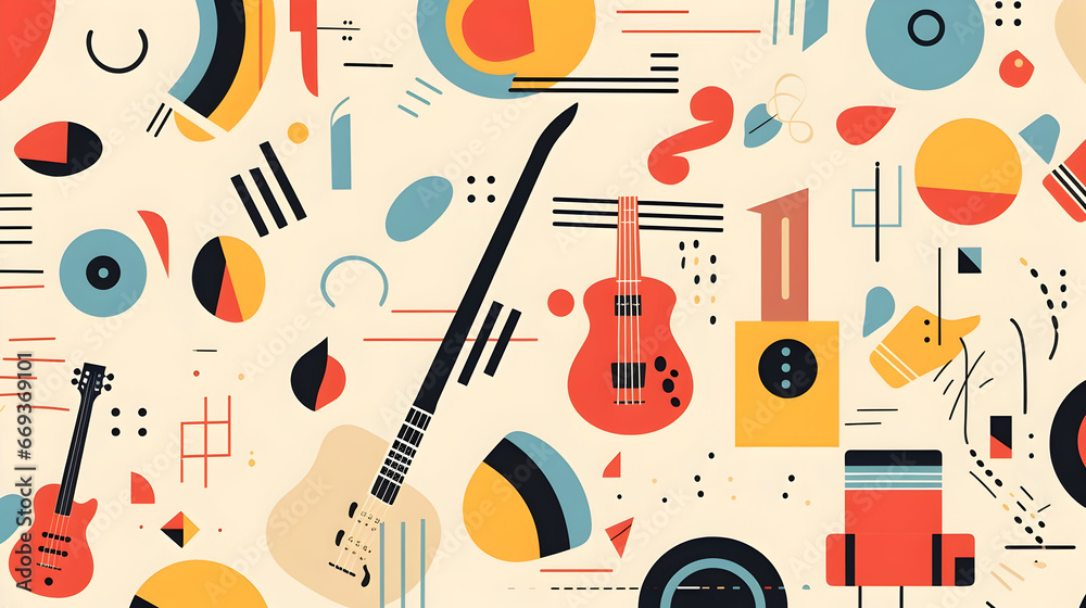 Seamless pattern with musical notes, Seamless pattern with musical instruments Seamless pattern with musical notes, Seamless pattern with musical instruments