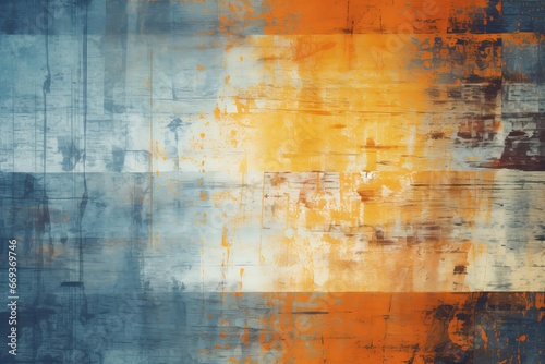 Orange glitch and blue scratched texture with dust, perfect for a grunge abstract background.