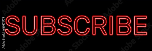 Subscribe sign neon signboard isolated on black background vector. Follow me neon button, design template, night neon signboard, night bright advertising, light banner, light art