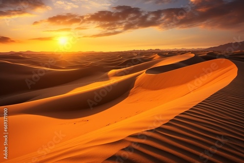 Generative AI : desert into the sunset. Canary Islands, Canaries. Grand Canary
