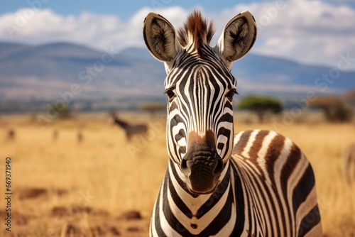 Generative AI : Zebras are several species of African equids photo