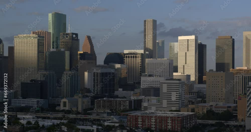 Establishing aerial shot of downtown Houston, Texas Establishing aerial shot of downtown Houston, Texas