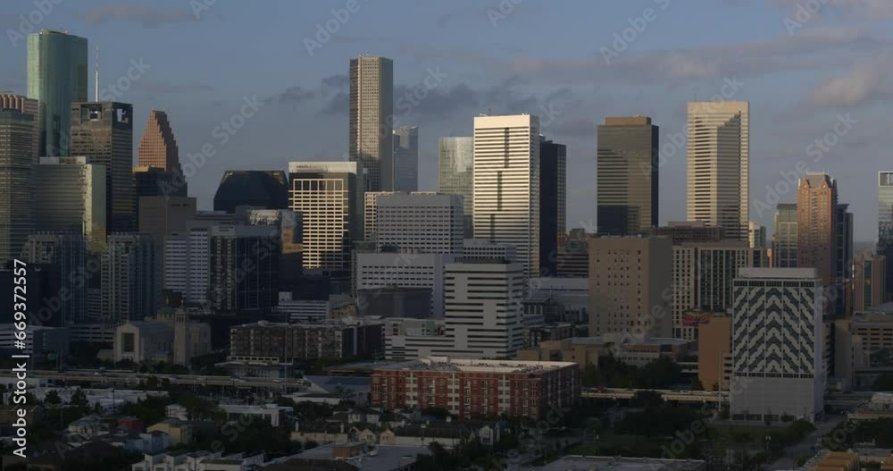 Establishing aerial shot of downtown Houston, Texas Establishing aerial shot of downtown Houston, Texas