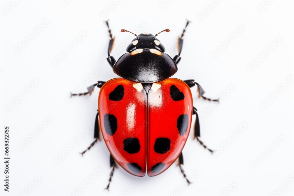 Generative AI : Extreme macro shots, Beautiful ladybug on flower leaf defocused background. Generative AI : Extreme macro shots, Beautiful ladybug on flower leaf defocused background.