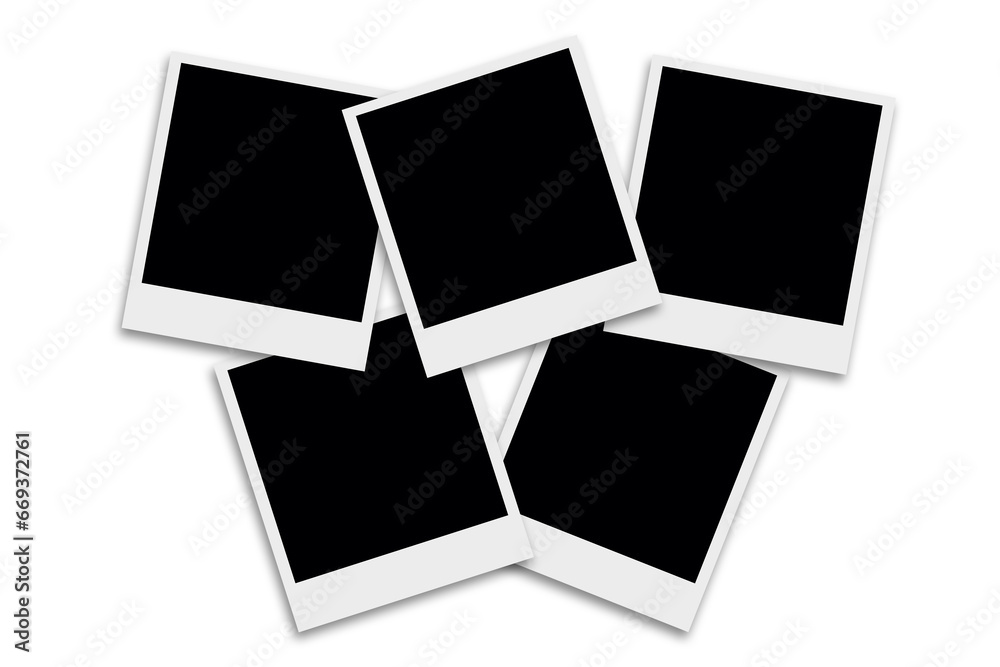 5 Blank square photo frames template with white borders in a cool random layout. Used as a printable photo collage or a mock up for album pictures or photographs collection in a classic old style. 5 Blank square photo frames template with white borders in a cool random layout. Used as a printable photo collage or a mock up for album pictures or photographs collection in a classic old style.