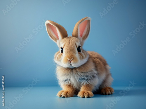 A Cute Baby Rabbit on Blue Background © akbar